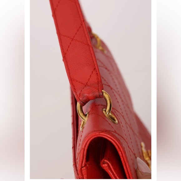 RARE 1997 vintage red Chanel Kelly 24k gold plated - Picture 13 of 17